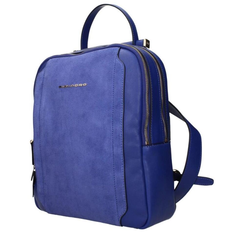 Piquadro Leather Backpack Women Blue Backpacks - Picture 2 of 3
